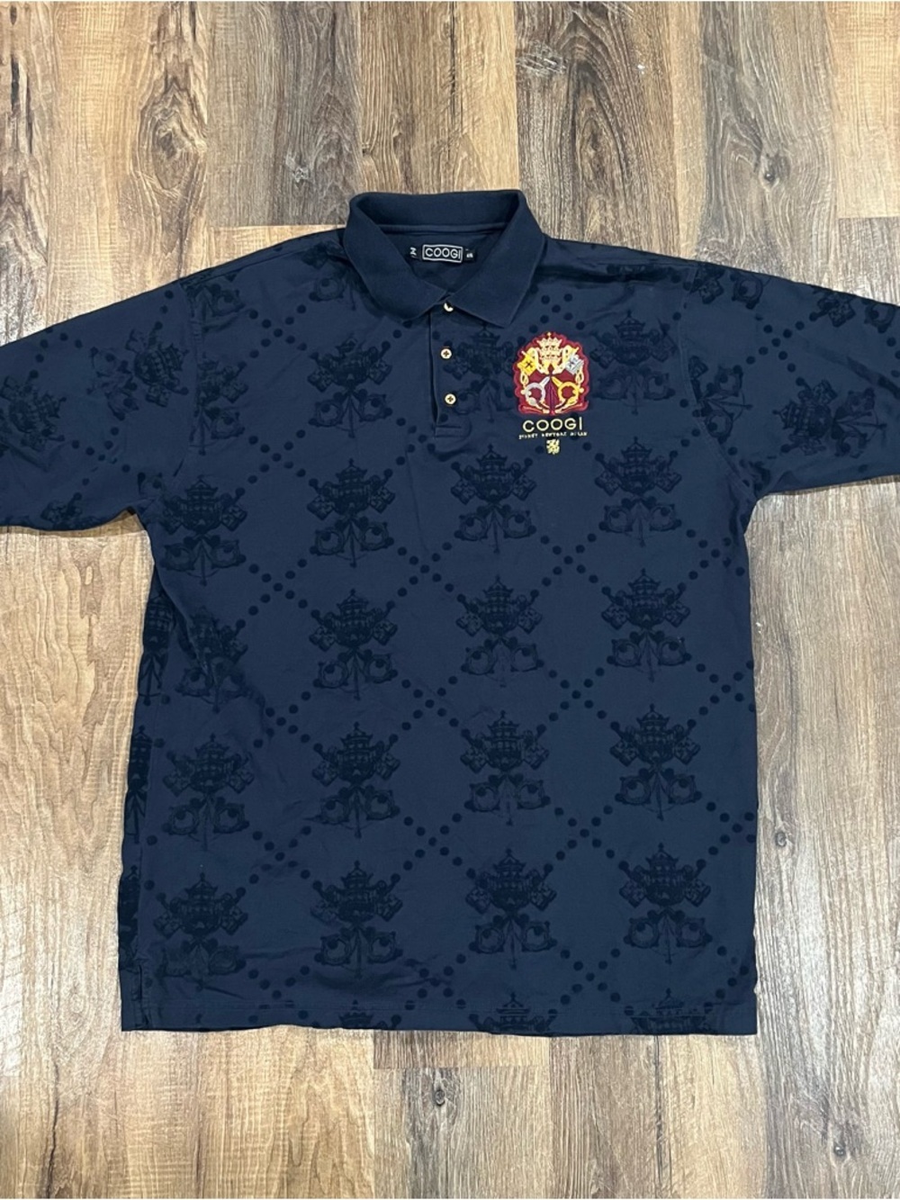 Coogi Polo Shirt Mens 4XL Navy Blue Embroidered Short Sleeve Vintage Y2K Design